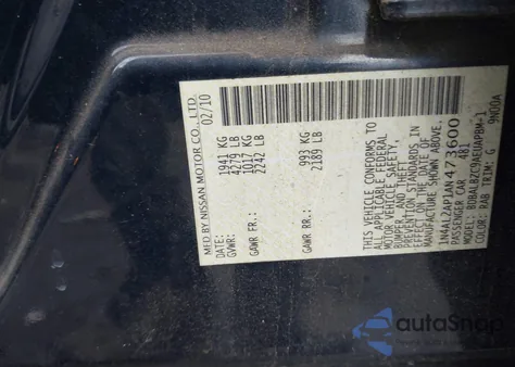 2010 Nissan Altima 2.5 S из США, поврежденный, VIN 1N4AL2AP1AN473600